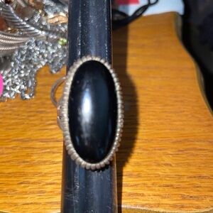 A.J Platero Navajo Sterling Silver Ring With Black Onyx Size 7.5